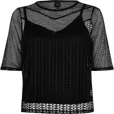 jacques-vertuk Black open mesh slim fit T-shirt 707364 women Tops T-Shirts & Vests Plain T-Shirts / Vests