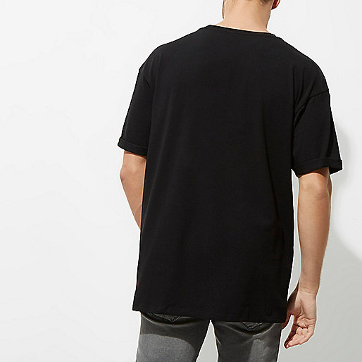 river island sale 2023,jacques-vertuk London Black oversized fit crew neck T-shirt men 301998