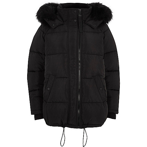 jacques-vertuk Black oversized puffer fur trim coat 702407 women Coats / Jackets Jackets