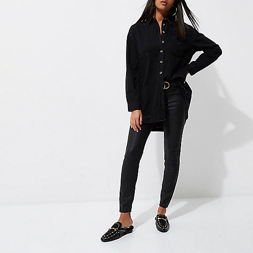 river island graduation dresses,Shop jacques-vertuk Online Black oversized ripped hem denim shirt Shirts Tops women