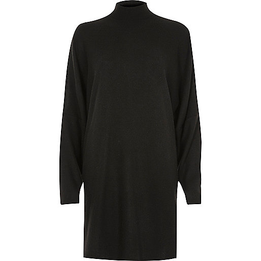 cardigan dress river island,Online Shopping jacques-vertuk Black oversized split shoulder sweater dress Seasonal Offers Sale women