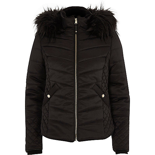 jacques-vertuk Black padded faux fur trim hood jacket 702097 women Coats / Jackets Jackets