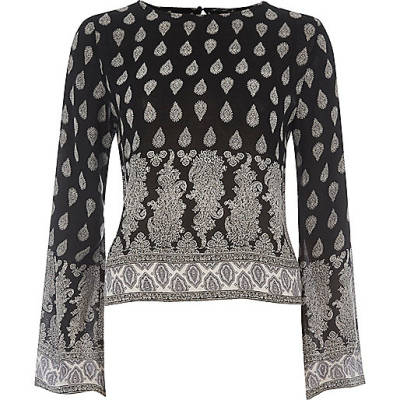 cream double breasted coat river island,jacques-vertuk Dresses Very Black paisley bell sleeve top Tops Sale women