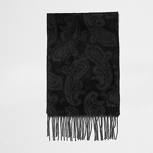 jacques-vertuk Black paisley print scarf 303711 men Accessories Scarves / Gloves