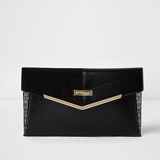 jacques-vertuk Black panel envelope clutch bag 695061 women Bags / Purses Clutch Bags