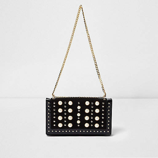 jacques-vertuk Black pearl studded underarm chain bag 706827 women Bags / Purses Cross Body Bags