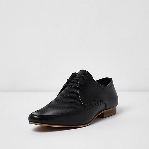 large river island bag,Island River Clothing Black perforated leather derby shoes Shoes Shoes / Boots men