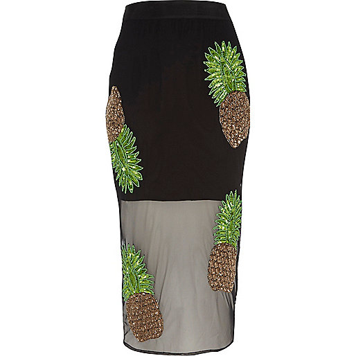 river island red blazer dress,jacques-vertuk Sale Black pineapple embellished pencil skirt women 699906