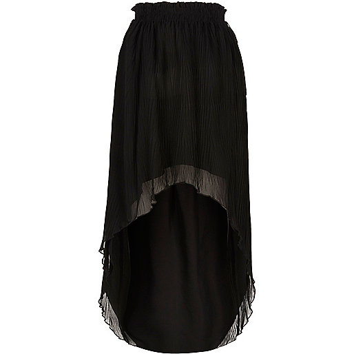 jacques-vertuk Black pleated high-low maxi skirt 705521 women Skirts