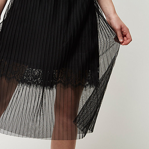 river island pastel dress,Riverieland Black pleated lace trim midi skirt Skirts Sale women