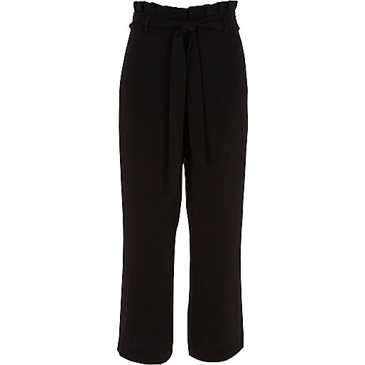 jacques-vertuk Black pleated trim belted culottes 707609 women Trousers Cropped Trousers