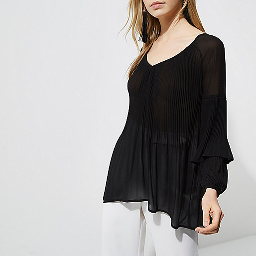 river island black puff sleeve dress,jacques-vertuk New Store Openings Black plisse frill sleeve blouse Blouses Tops women