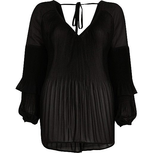 river island black puff sleeve dress,jacques-vertuk New Store Openings Black plisse frill sleeve blouse Blouses Tops women