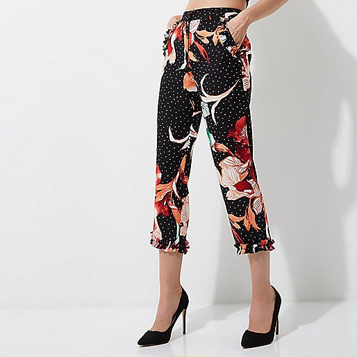 river island belted dress,jacques-vertuk Sale Coats Black polka dot floral cigarette pants Cropped Pants Pants women