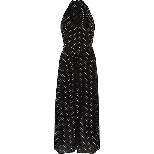 river island men s coats and jackets,jacques-vertuk Online Black polka dot high neck waisted midi dress women 708552