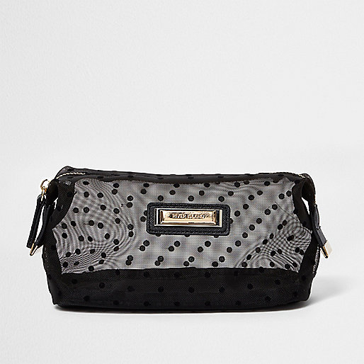 jacques-vertuk Black polka dot mesh make-up bag 704636 women Bags / Purses Make Up Bags