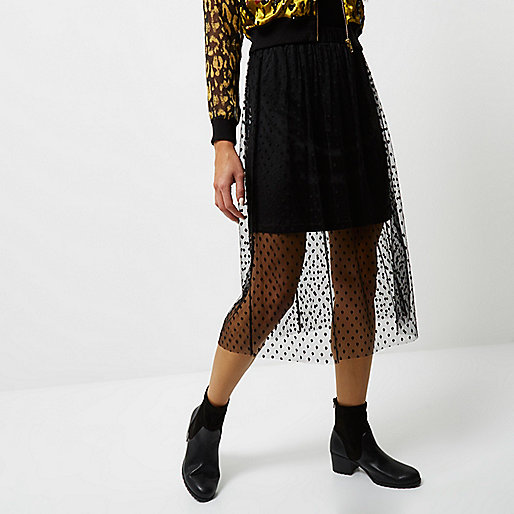 river island ri monogram bag,jacques-vertuk New Stores Black polka dot tulle midi skirt Skirts Sale women