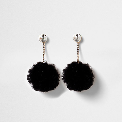 river island ladies black shoes,jacques-vertuk UK Sale Black pom pom drop earrings women 708728