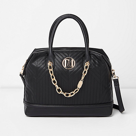 jacques-vertuk Black quilted chain detail bowler bag 706822 women Bags / Purses Shopper & Tote Bags