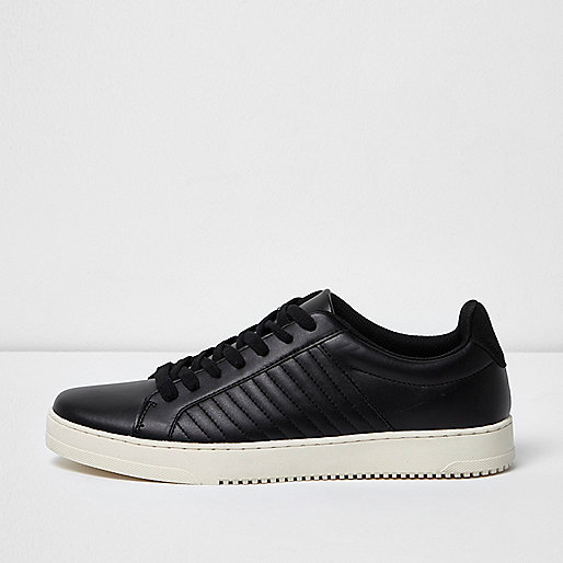 river island black,Island Clothing Online Black quilted lace-up sneakers Sneakers Shoes / Boots men