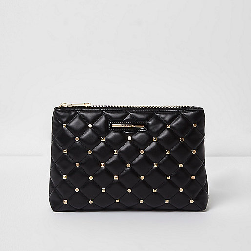 jacques-vertuk Black quilted studded make up bag 705754 women Bags / Purses Make Up Bags