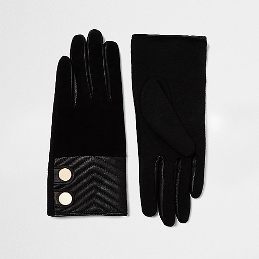 river island super slouch jeans,Riverine Islands Black quilted suede gloves Gloves Accessories women