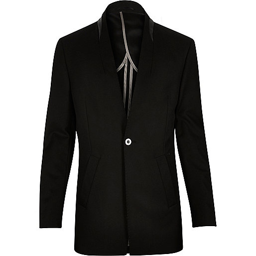 jacques-vertuk Black reverse lapel longline blazer 290275 men Blazers