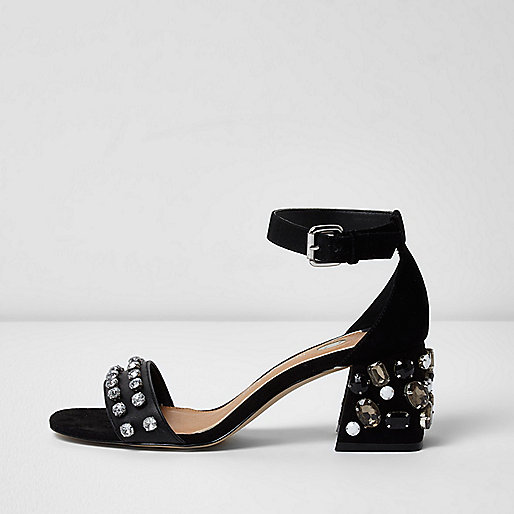 river island ladies jackets sale,jacques-vertuk UK Sale Black rhinestone embellished block heel sandals women 703289