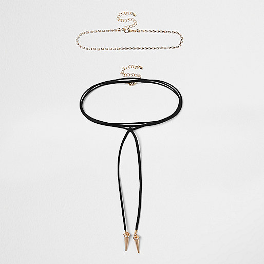 river island molly mid rise,Where To Buy jacques-vertuk Clothes Black rhinestone spike bolo choker set Necklaces Jewelry women