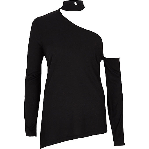 river island princes street,jacques-vertuk Ireland Black rib one shoulder choker top women 707352