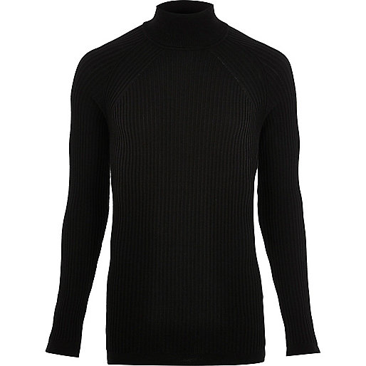 jacques-vertuk Black ribbed knit roll neck sweater 295092 men Jumpers / Cardigans