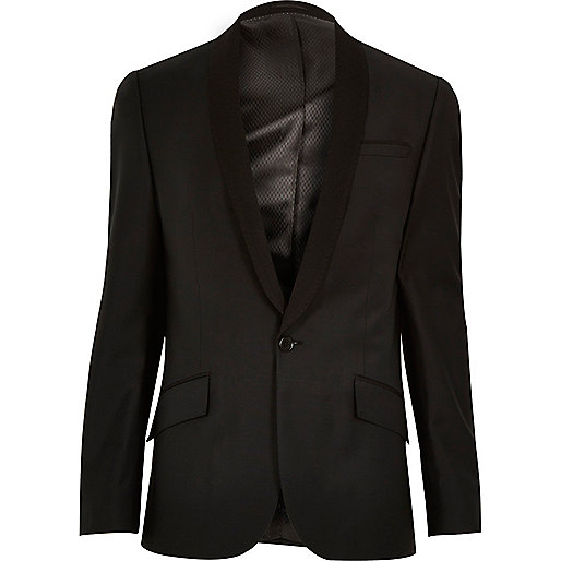 river island black leather jacket,Island Clothing Online Black ribbed lapel wool slim suit jacket Suits Sale men