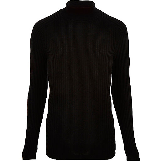 jacques-vertuk Black ribbed roll neck slim fit sweater 286984 men Jumpers / Cardigans