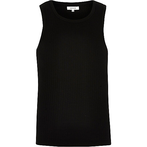 jacques-vertuk Black ribbed slim fit tank 300457 men T-Shirts / Vests Vests