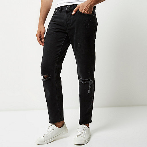 womens sliders river island,jacques-vertuk UK Black ripped Dean straight jeans men 295494