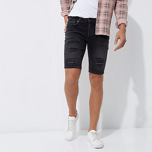 river island silver sandals,jacques-vertuk At Black ripped skinny denim shorts Casual Shorts Shorts men