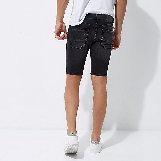 river island extra short jeans mens,jacques-vertuk Outlet Black ripped skinny denim shorts men 301820