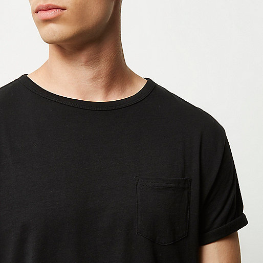 river island oversized t shirt,jacques-vertuk Summer Dresses Uk Black roll short sleeve T-shirt Plain T-Shirts T-Shirts / Tanks men