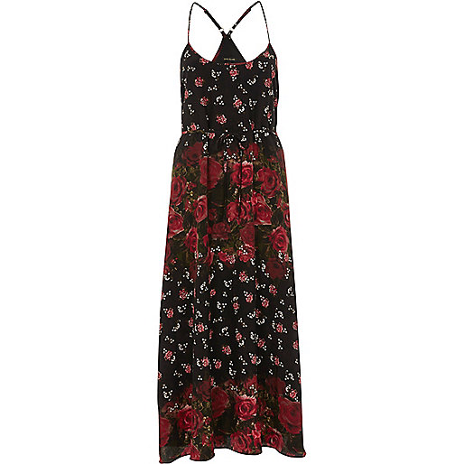 jacques-vertuk Black rose print maxi slip dress 706882 women Dresses Maxi Dresses