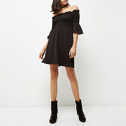 river island grey weekend bag,jacques-vertuk Clothes Ladies Black ruched flute sleeve bardot dress Dresses Sale women