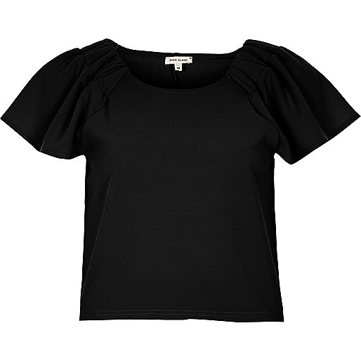 bow heels river island,jacques-vertuk Official Site Black ruched sleeve T-shirt T-Shirts & Tanks Sale women