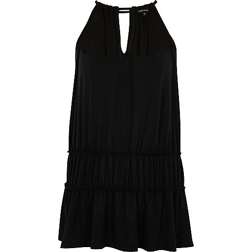 jacques-vertuk Black ruched trapeze cami dress 700374 women Tops