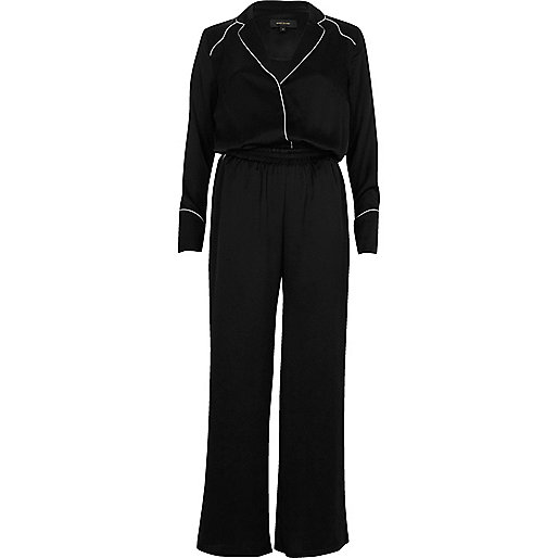 river island patchwork jeans,jacques-vertuk Londres Black satin relaxed jumpsuit Seasonal Offers Sale women