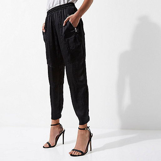 river island plus size sale,jacques-vertuk Online Black satin tapered joggers women 708248