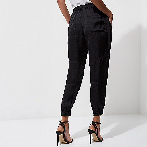 river island plus size sale,jacques-vertuk Online Black satin tapered joggers women 708248