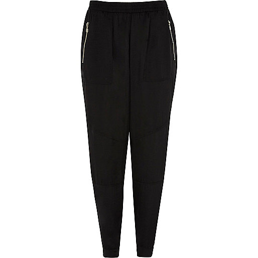 jacques-vertuk Black satin tapered joggers 708248 women Trousers Tapered Trousers