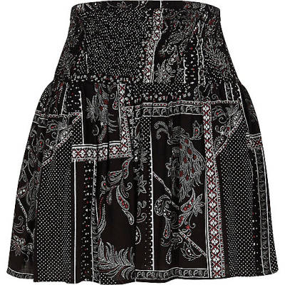 river island mens winter coats,jacques-vertuk Shop Black scarf print shirred waist mini skirt women 703452