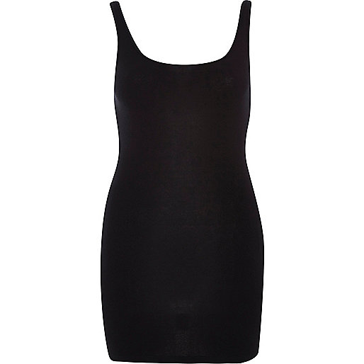 jacques-vertuk Black scoop neck longline tank 616775 women Tops T-Shirts & Vests Plain T-Shirts / Vests