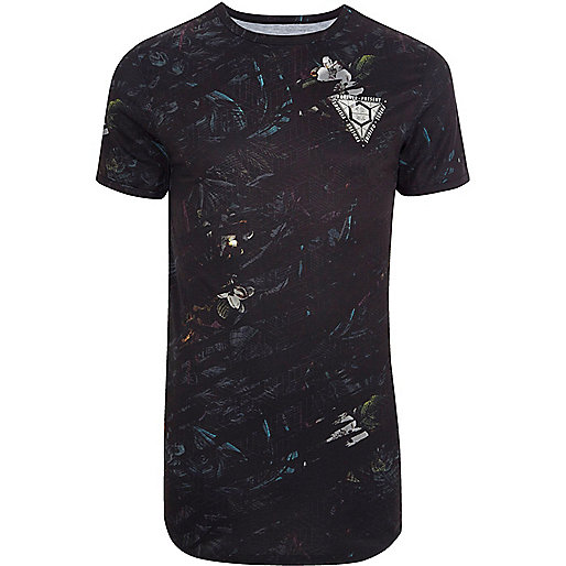 jacques-vertuk Black scratch floral muscle fit T-shirt 303990 men T-Shirts / Vests T-shirts