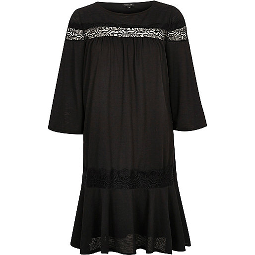 jacques-vertuk Black short sleeve lace smock dress 697414 women Dresses